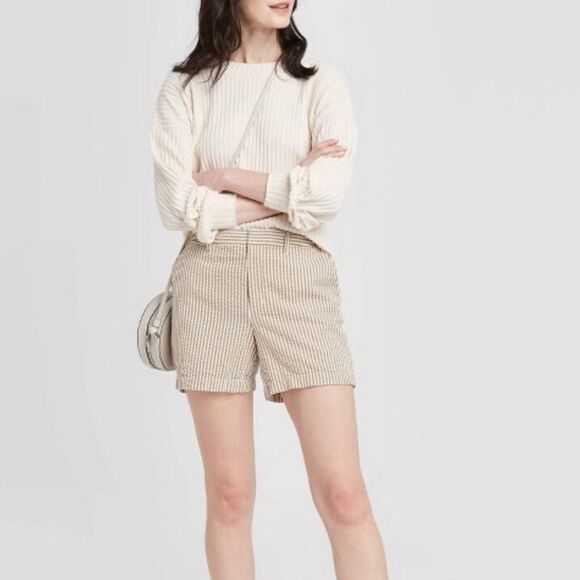 A new day striped high rise chino  shorts 2 - Picture 1 of 13